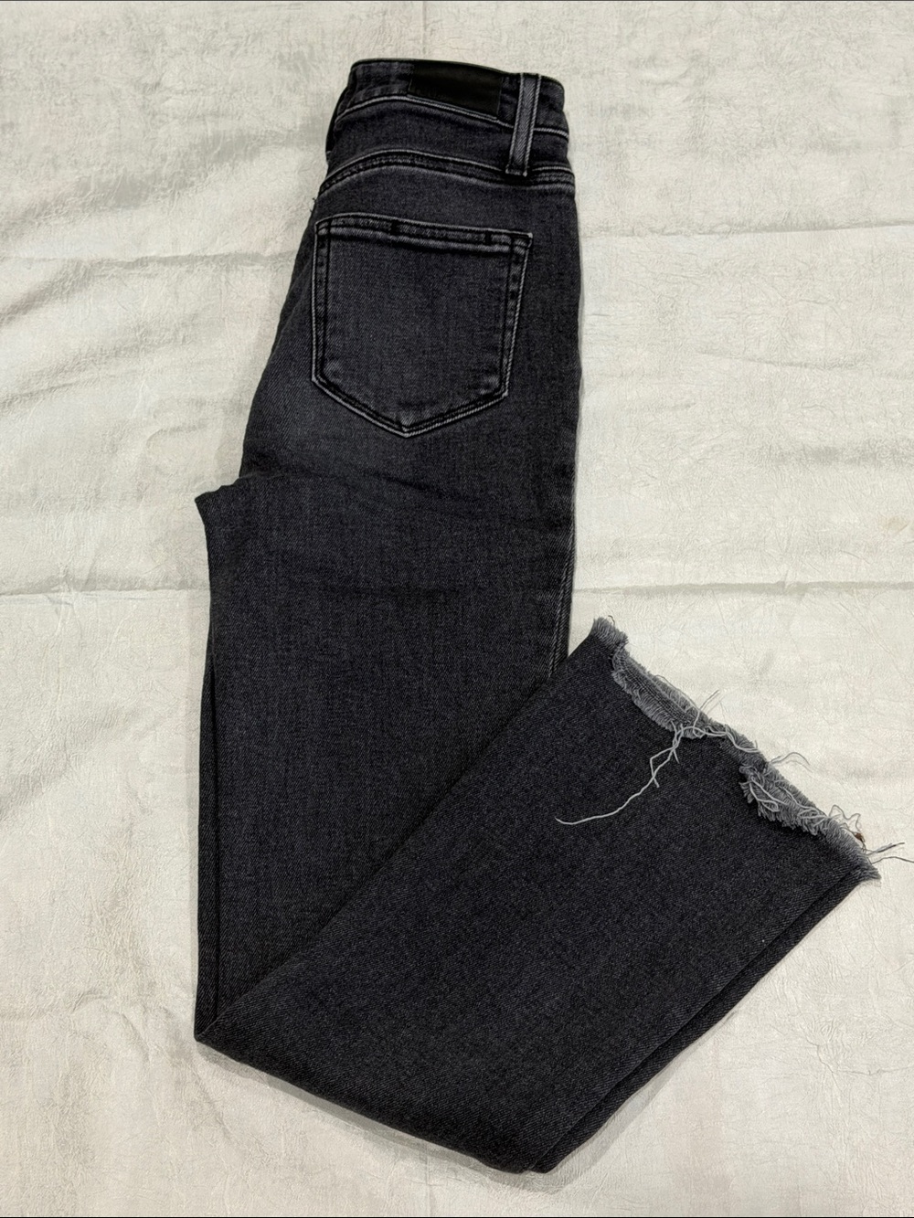 PAIGE Black Wash Raw Hem Straight Leg Jeans Women’s 24
